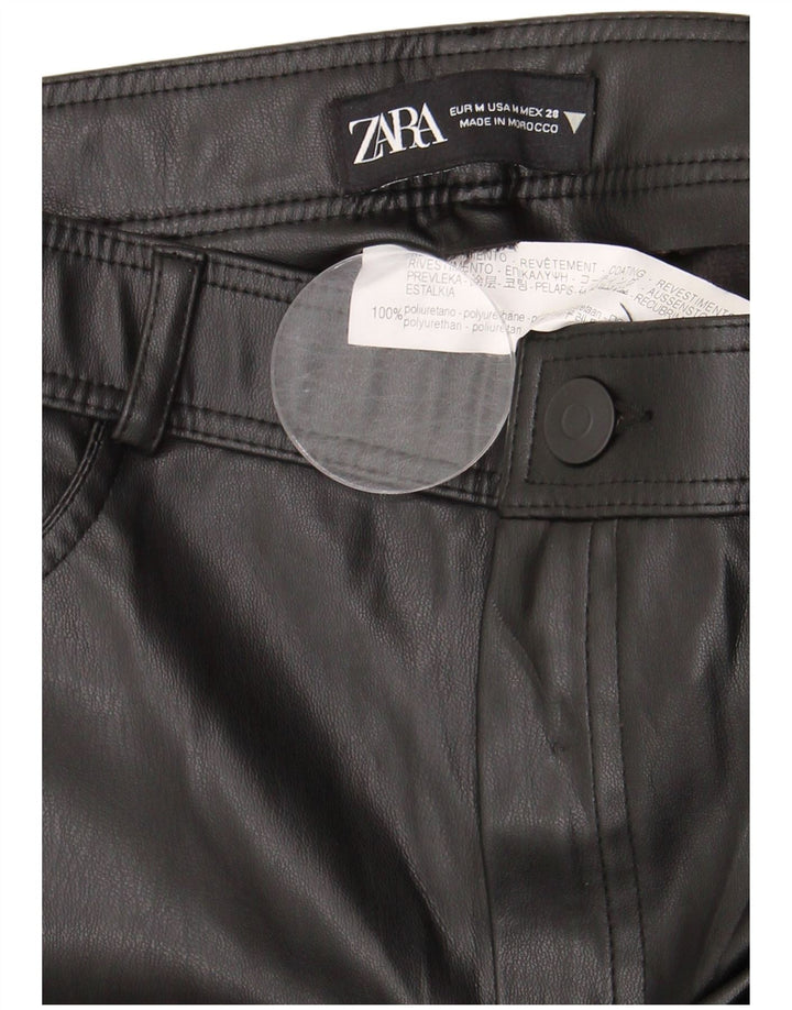 Zara ženske uske hlače od umjetne kože srednje veličine W28 L28 crni poliuretan