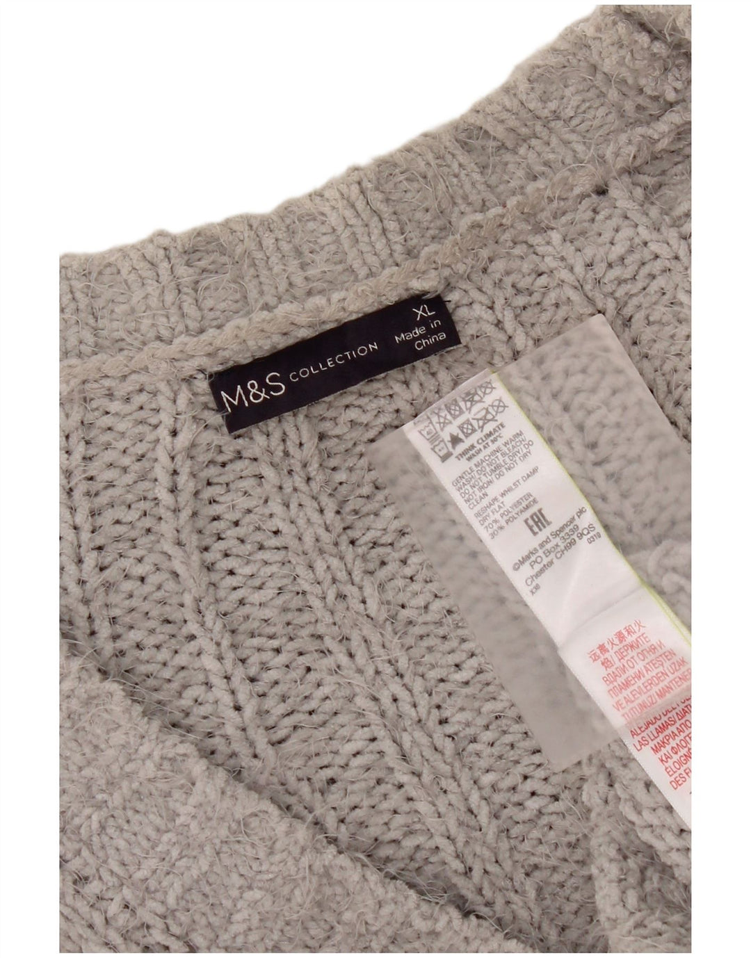 Marks & Spencer ženski prekomjerni kardigan pulover UK 18 XL sivi poliester