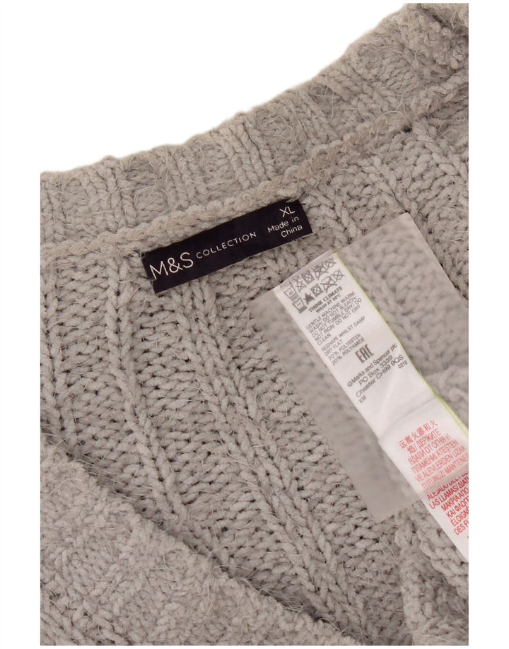 Marks & Spencer ženski prekomjerni kardigan pulover UK 18 XL sivi poliester