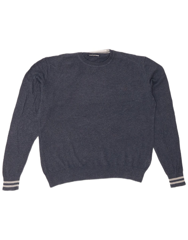 ARMATA DI MARE Mens Crew Neck Jumper Sweater IT 50 Medium Navy Blue Cotton