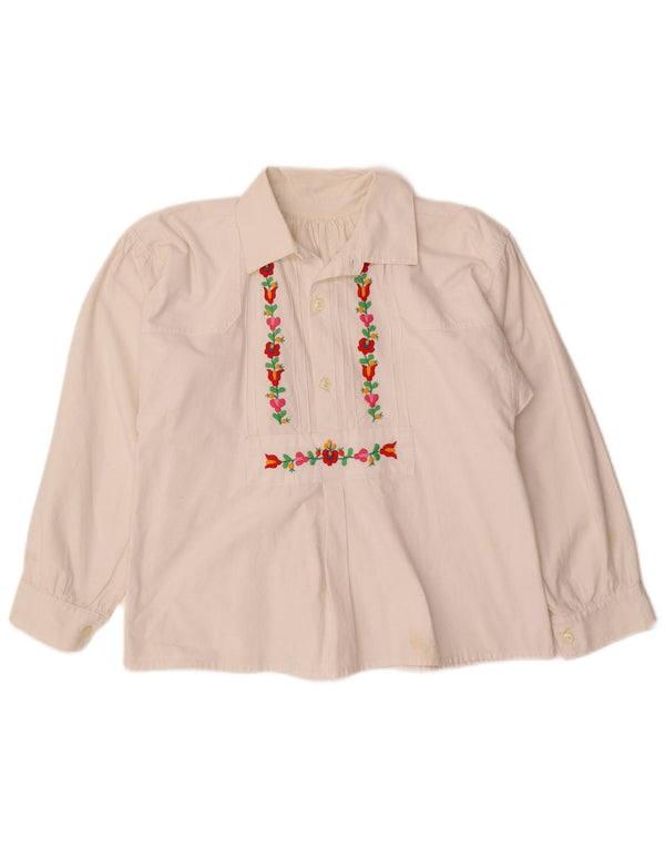 VINTAGE Ženska košulja bluza UK 12 Srednje bijela cvjetna