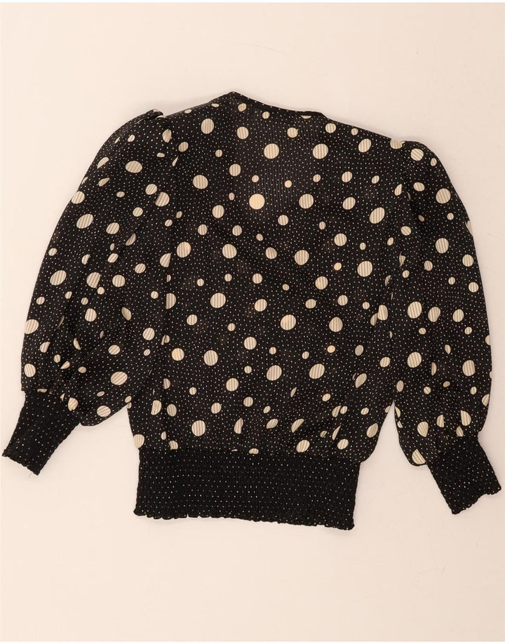 JANAN STUDIO Womens Blouse Top UK 14 Medium Black Polka Dot Polyester Vintage Janan Studio and Second-Hand Janan Studio from Messina Hembry 