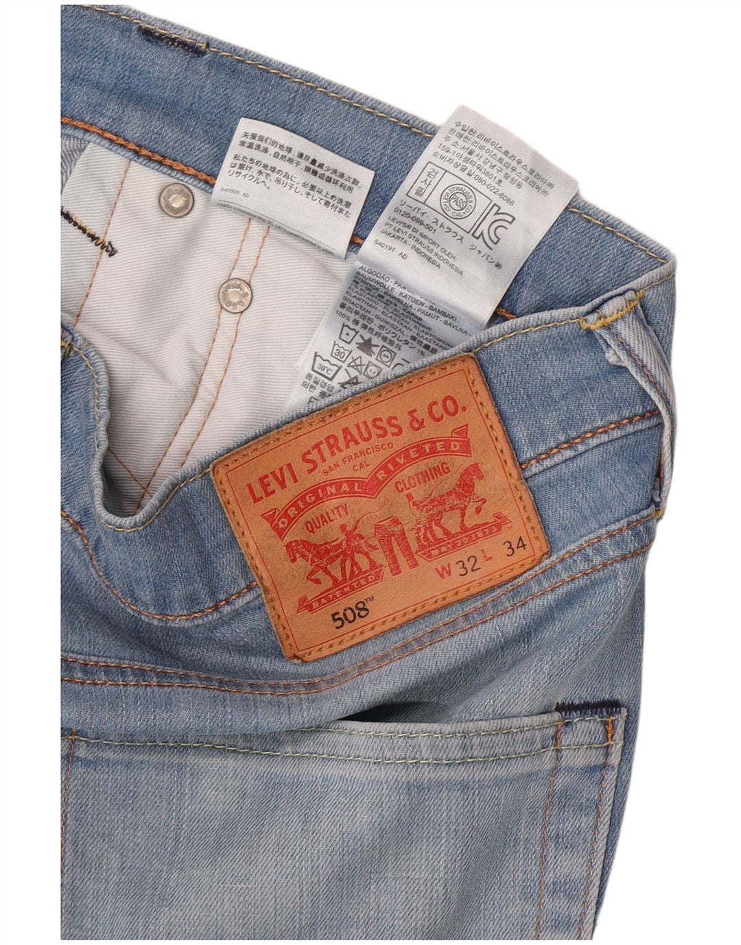Levi's muške 508 sužene traperice W32 L31 plavi pamuk