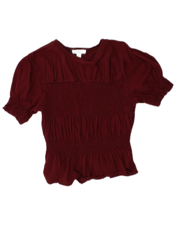 TOPSHOP Ženska skraćena bluza Top UK 10 Small Burgundy Pamuk