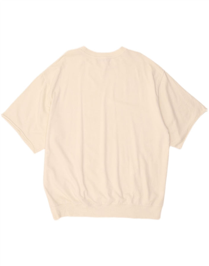 Veliki bijeli pamučni muški džemper kratkih rukava Zara