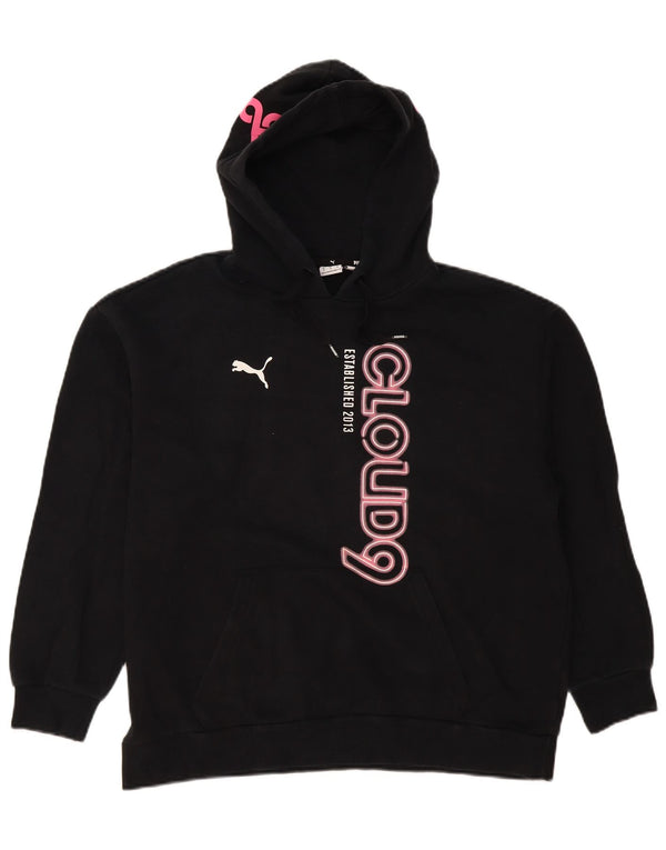 Puma ženska majica s kapuljačom s kapuljačom s grafičkim motivima UK 14, srednji crni pamuk