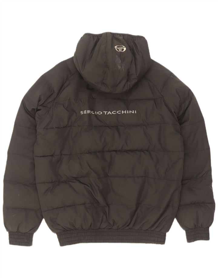 Sergio Tacchini muška grafička podstavljena jakna UK 38 srednji crni poliester