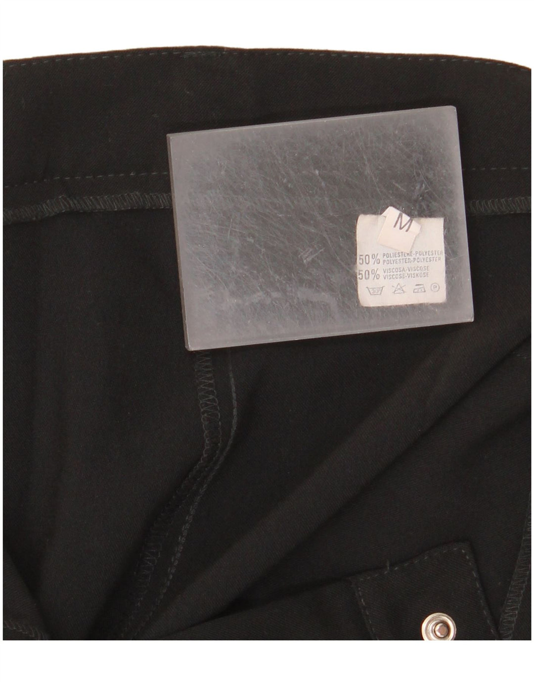 VINTAGE ženske chino hlače srednjeg kroja W30 L32 crni poliester