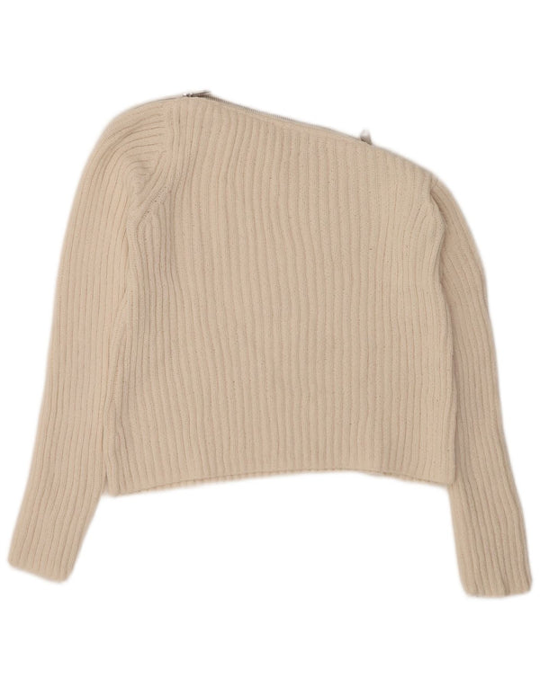 ZARA ženski džemper s kratkim izrezom UK 12 srednje bijele boje od poliestera