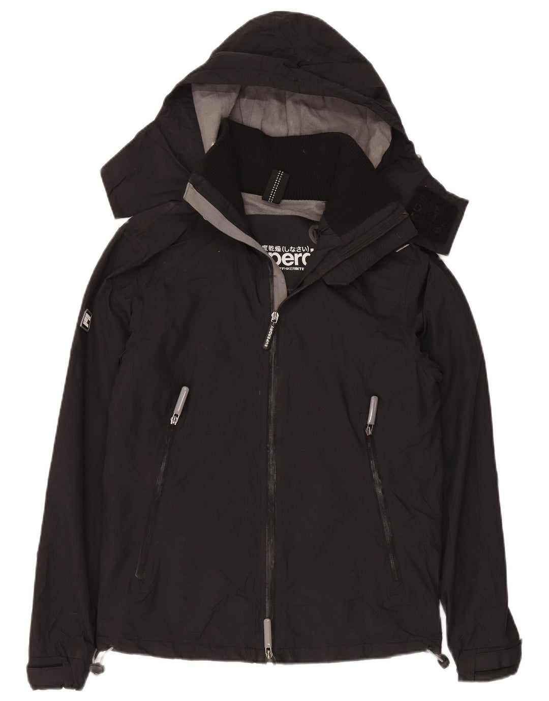 Superdry ženska vjetrovka s kapuljačom UK 14 Srednje crni najlon