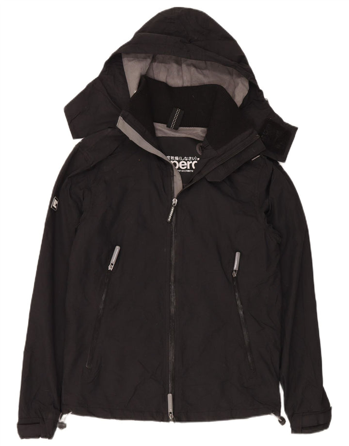 Superdry ženska vjetrovka s kapuljačom UK 14 Srednje crni najlon