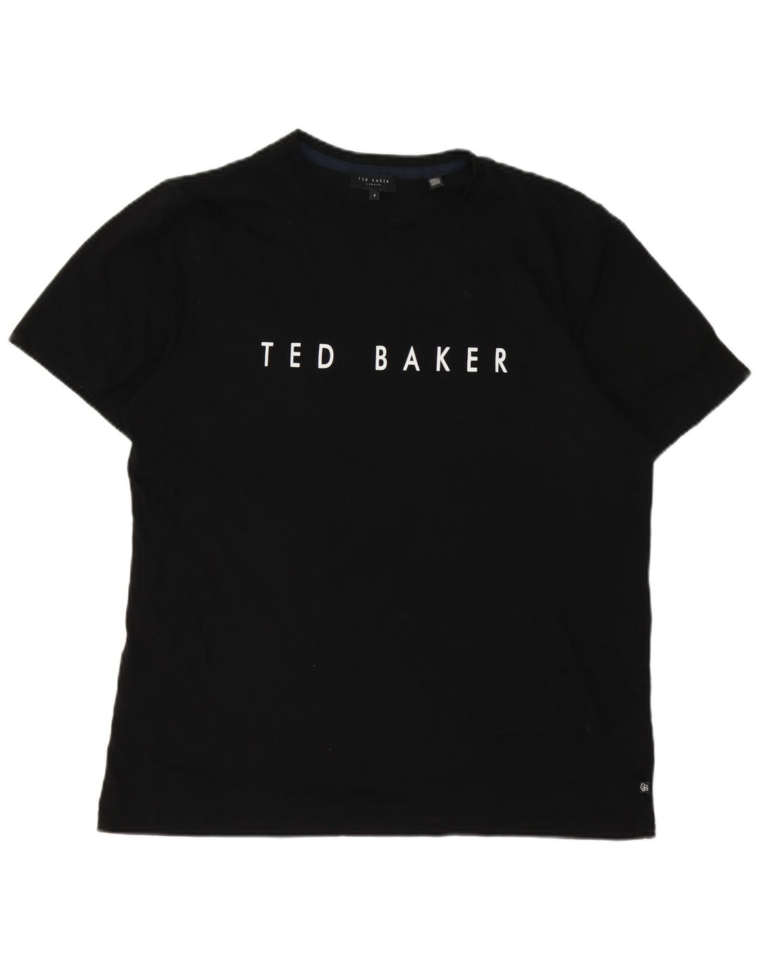 Ted Baker Muška grafička majica kratkih rukava, velika veličina 4, crni pamuk