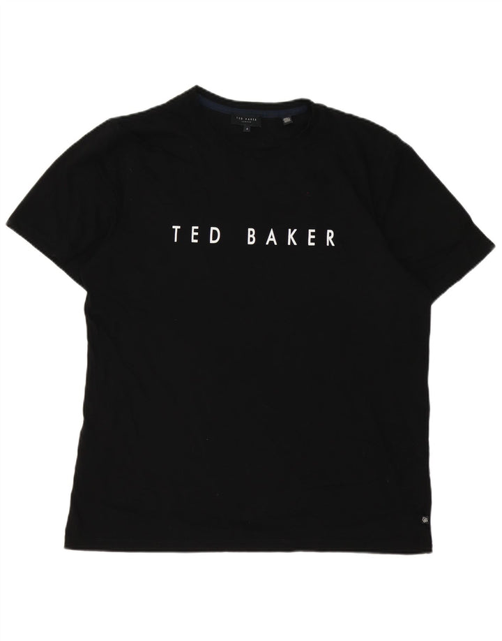 Ted Baker Muška grafička majica kratkih rukava, velika veličina 4, crni pamuk