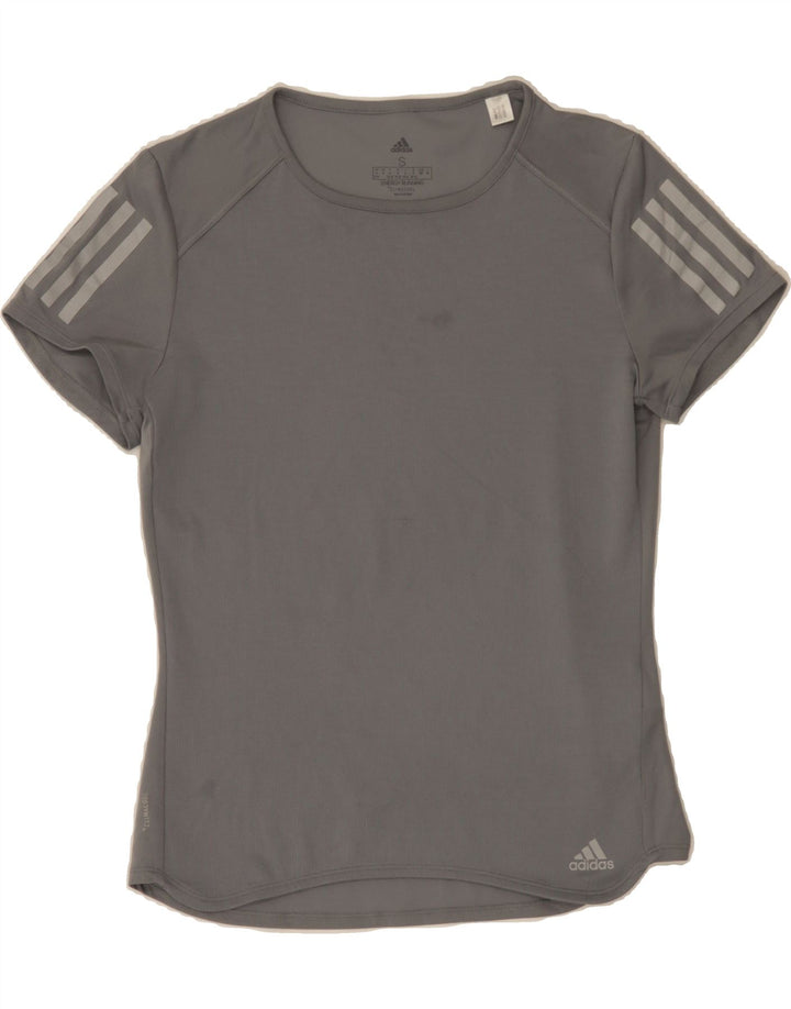 ADIDAS Womens Climacool T-Shirt Top UK 8/10 Small Grey Polyester Vintage Adidas and Second-Hand Adidas from Messina Hembry 