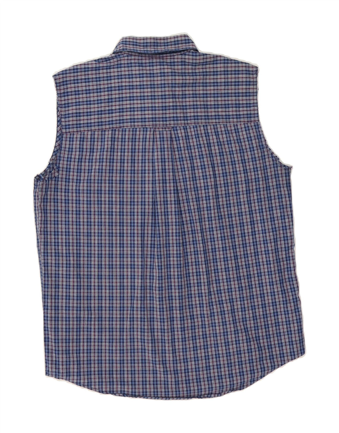 CHAPS Mens Sleeveless Shirt Medium Navy Blue Check Cotton Vintage Chaps and Second-Hand Chaps from Messina Hembry 