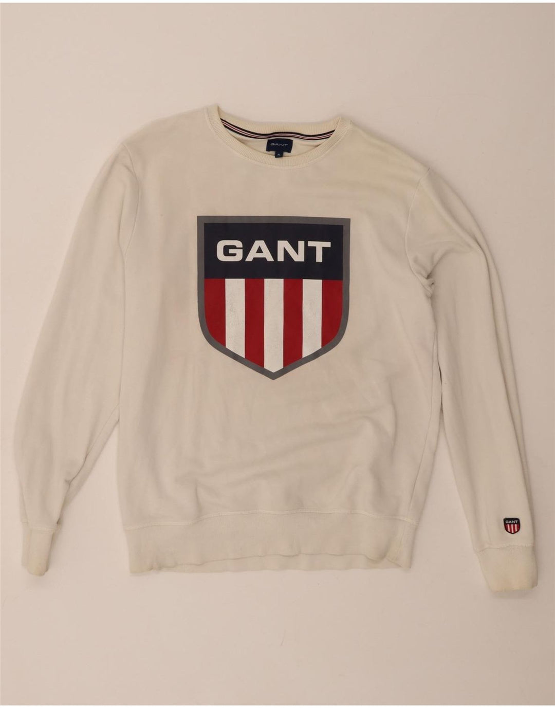 GANT Mens Graphic Sweatshirt Jumper XL White Cotton