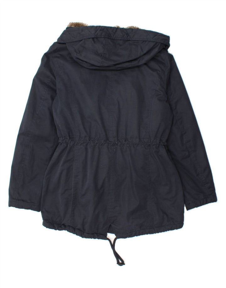 MISTRAL Womens Hooded Parka Jacket UK 14 Medium Navy Blue Vintage Mistral and Second-Hand Mistral from Messina Hembry 