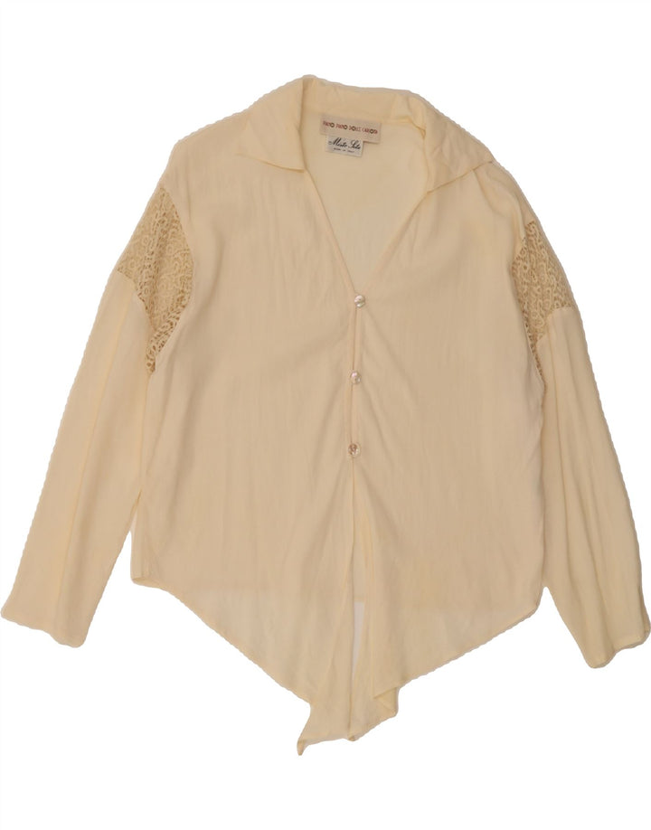 VINTAGE Womens 3/4 Sleeve Shirt Blouse IT 44 Medium Off White Acetate Vintage Vintage and Second-Hand Vintage from Messina Hembry 
