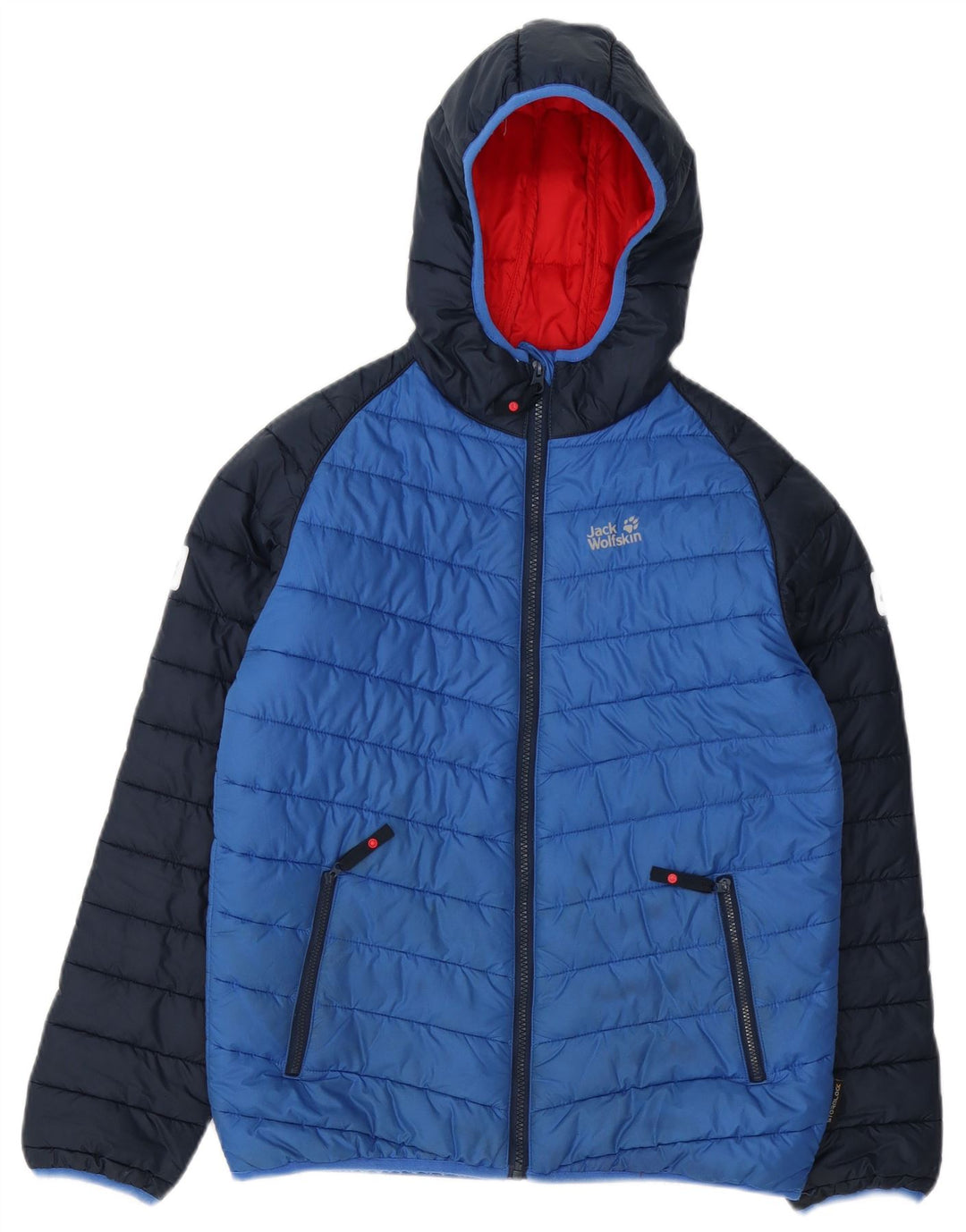 Podstavljena jakna Jack Wolfskin za dječake 13-14 godina, plava poliesterska boja