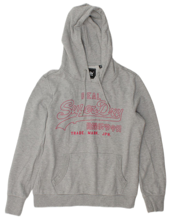 Superdry ženska majica s kapuljačom s kapuljačom UK 14 Veliki sivi pamuk