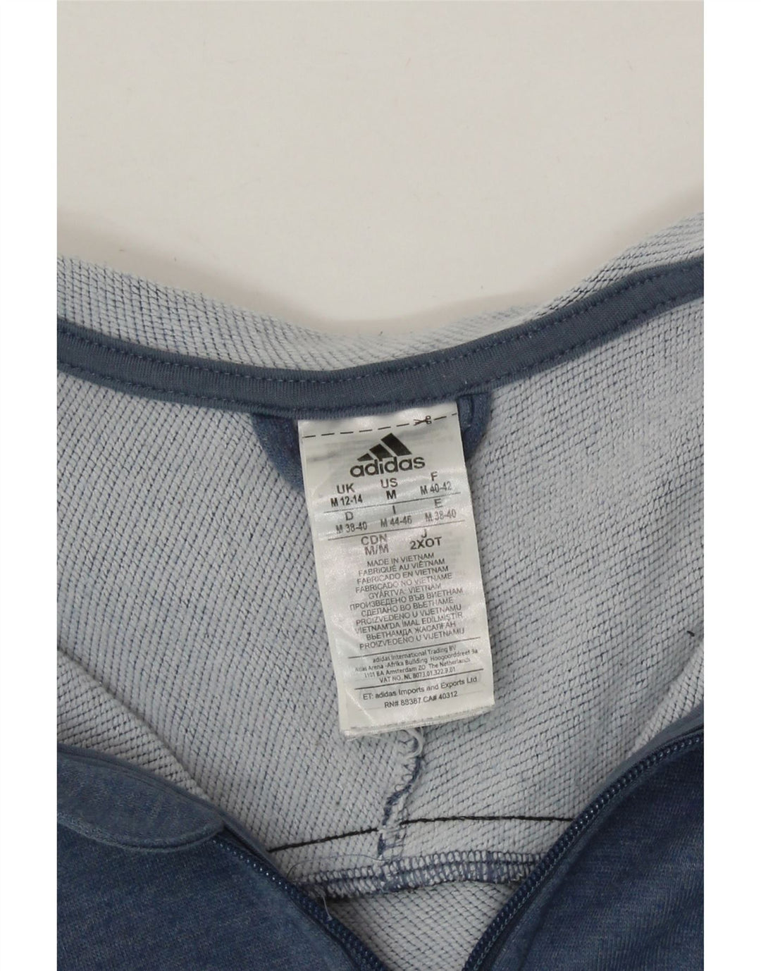ADIDAS Womens Climalite Zip Hoodie Sweater UK 12/14 Medium Blue Polyester Vintage Adidas and Second-Hand Adidas from Messina Hembry 
