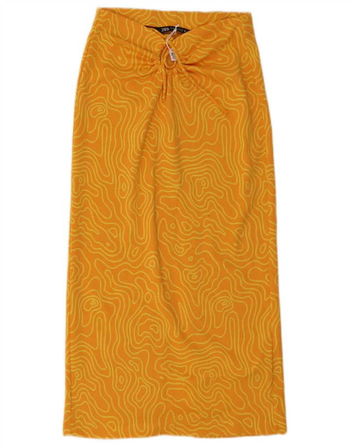 Zara ženska midi suknja XS W26 žuti geometrijski poliester