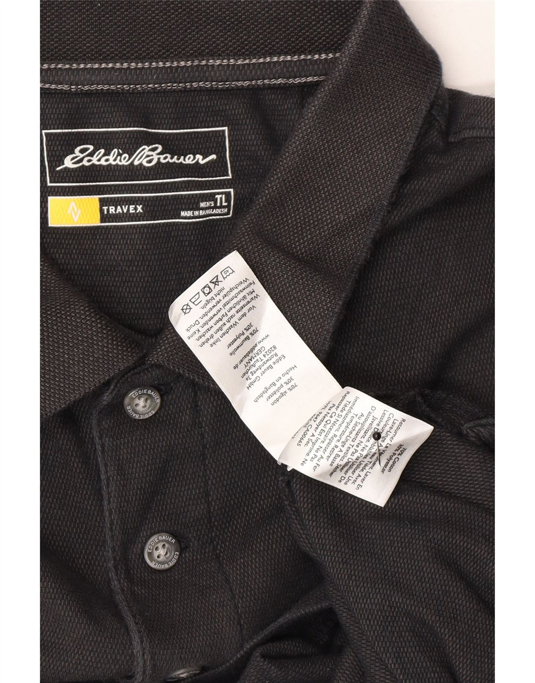 EDDIE BAUER Mens Polo Shirt Large Black Cotton Vintage Eddie Bauer and Second-Hand Eddie Bauer from Messina Hembry 