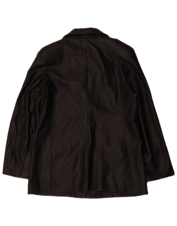 VINTAGE ženska jakna od umjetne kože s jednim gumbom UK 12 srednje crna