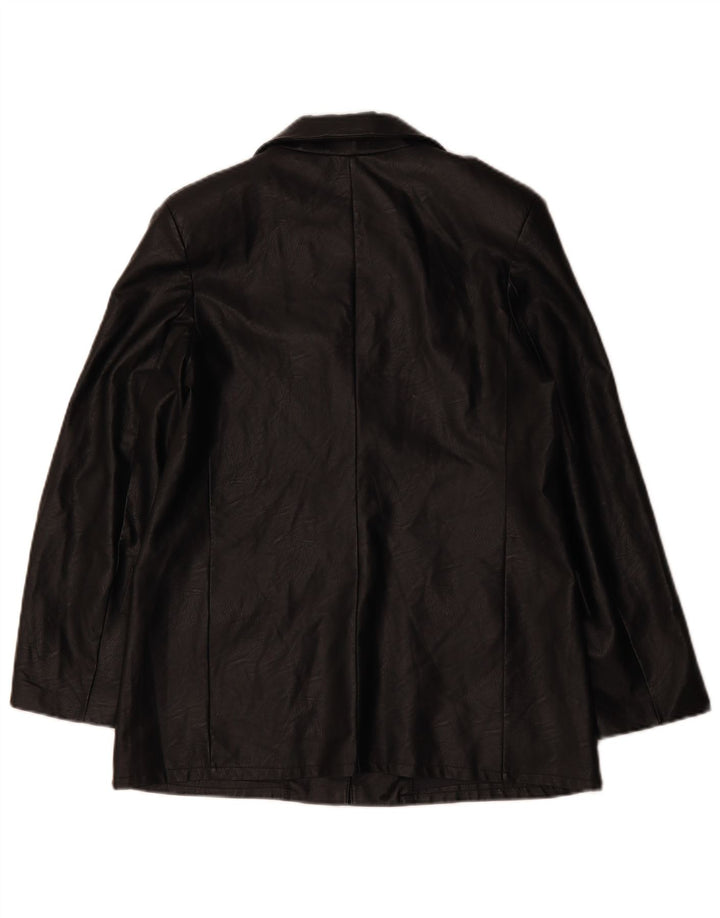 VINTAGE ženska jakna od umjetne kože s jednim gumbom UK 12 srednje crna