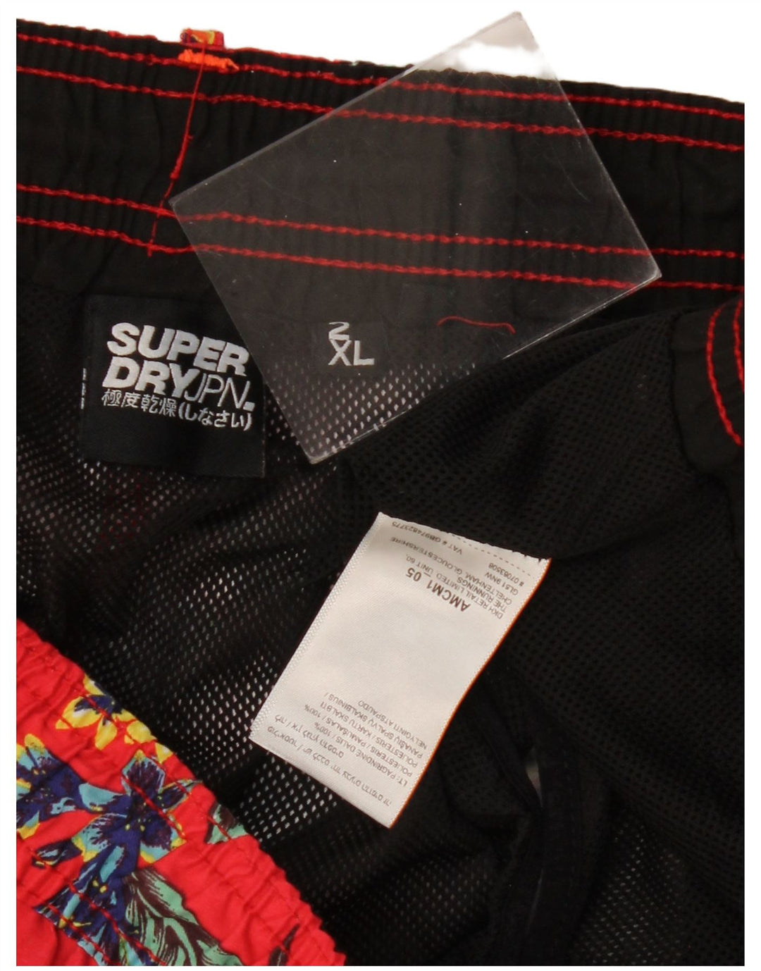 SUPERDRY muške kratke hlače za plivanje 2XL crveni cvjetni poliester