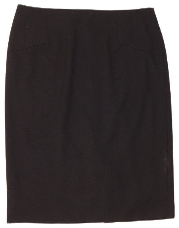 REISS Womens Straight Skirt UK 14 Large W32  Black Wool