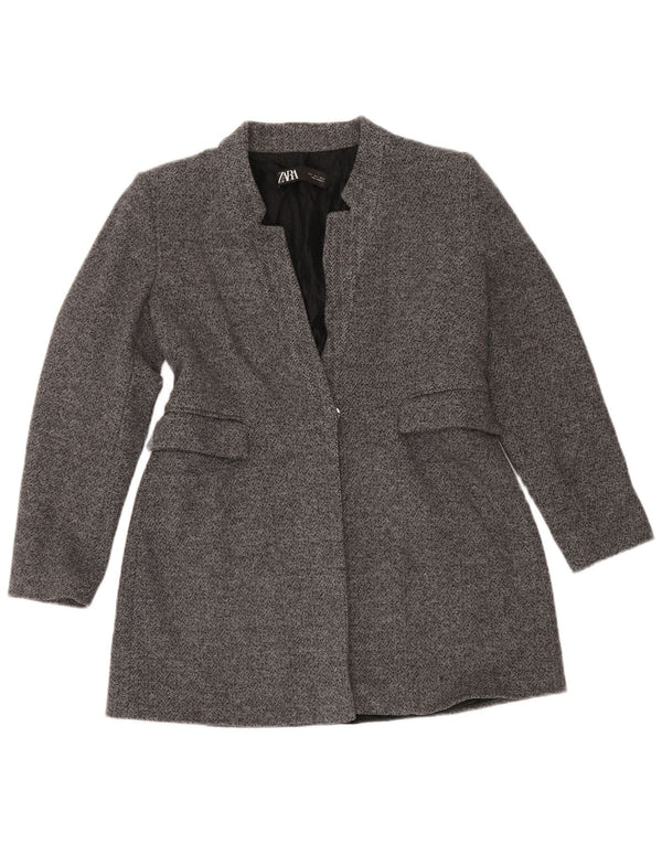 Zara ženski sako sa 1 gumbom UK 16 Large Grey Riblja kost Pamuk