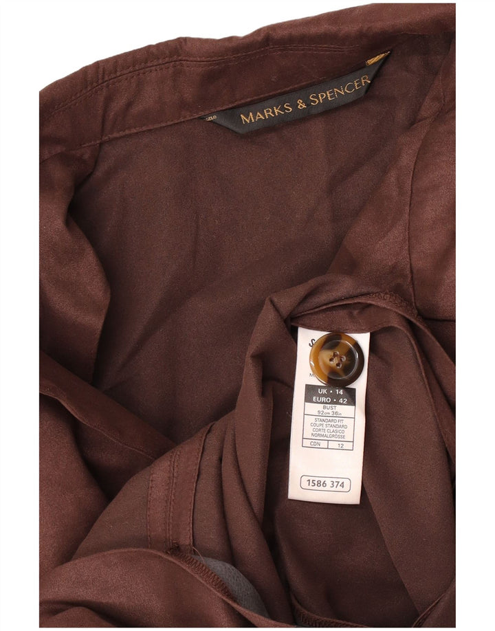 Marks & Spencer Ženska jakna sa 3 gumba UK 14 Veliki smeđi poliester