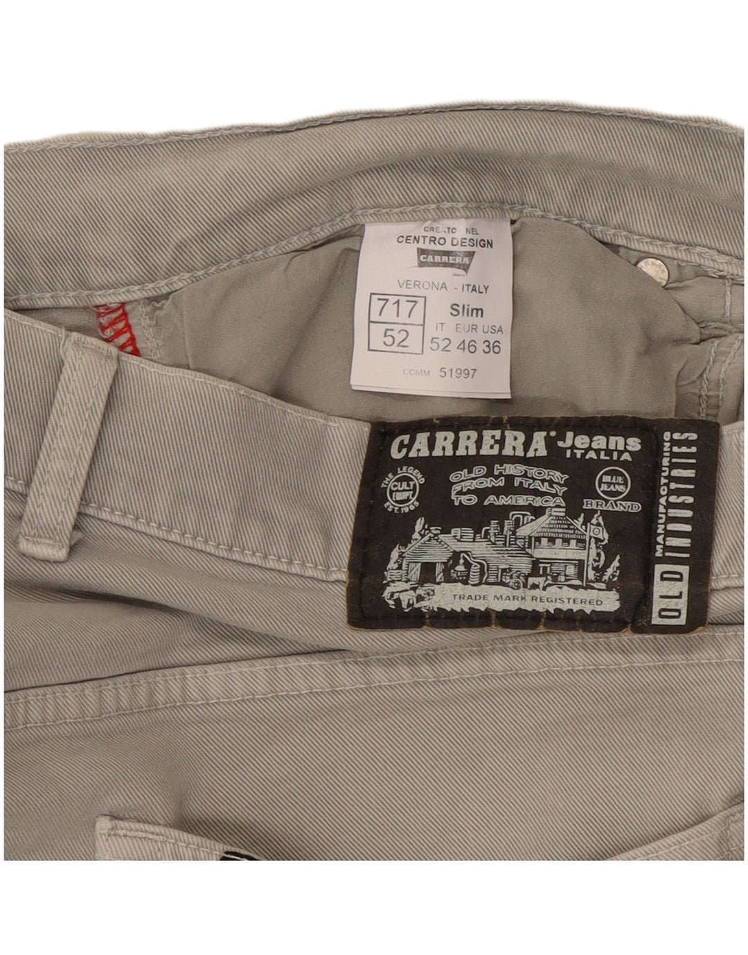 Carrera Mens 717 Slim Jeans W36 L33 Sivi pamuk