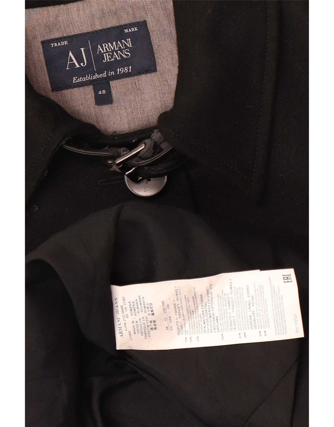 Armani Jeans ženski kaput IT 48 XL crna vuna