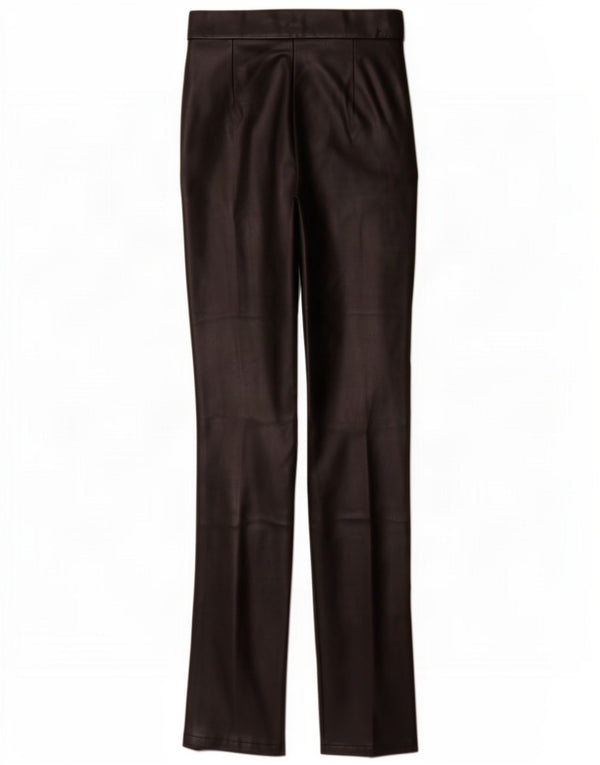 Zara Womens Bootcut Faux Leather Trousers XS W24 L33 Black Polyurethane