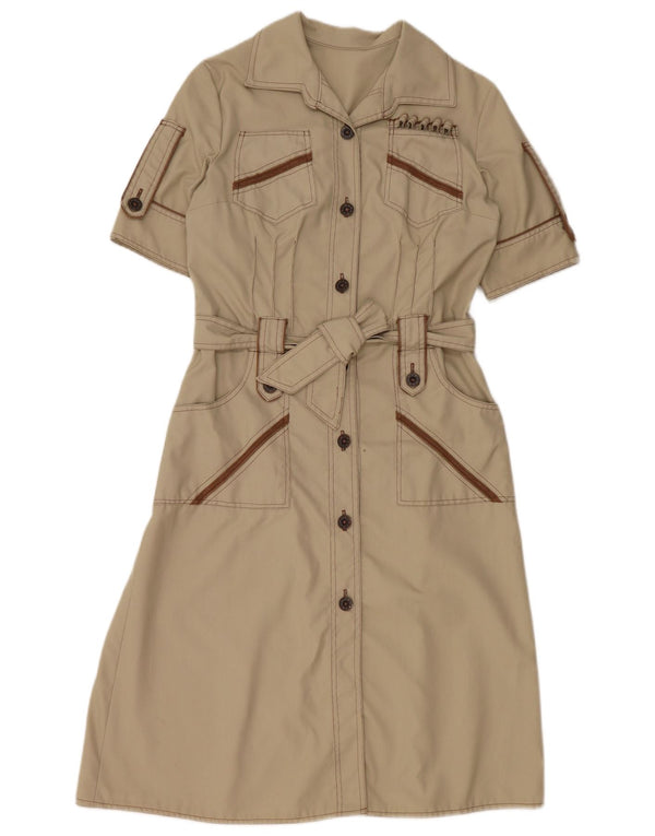 VINTAGE ženska košulja haljina UK 12 srednje siva