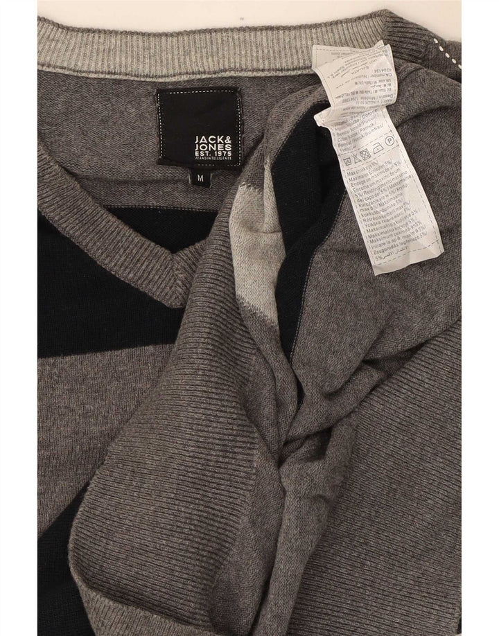 Jack & Jones muški džemper s V-izrezom Srednje sivi Argyle/Diamond Pamuk