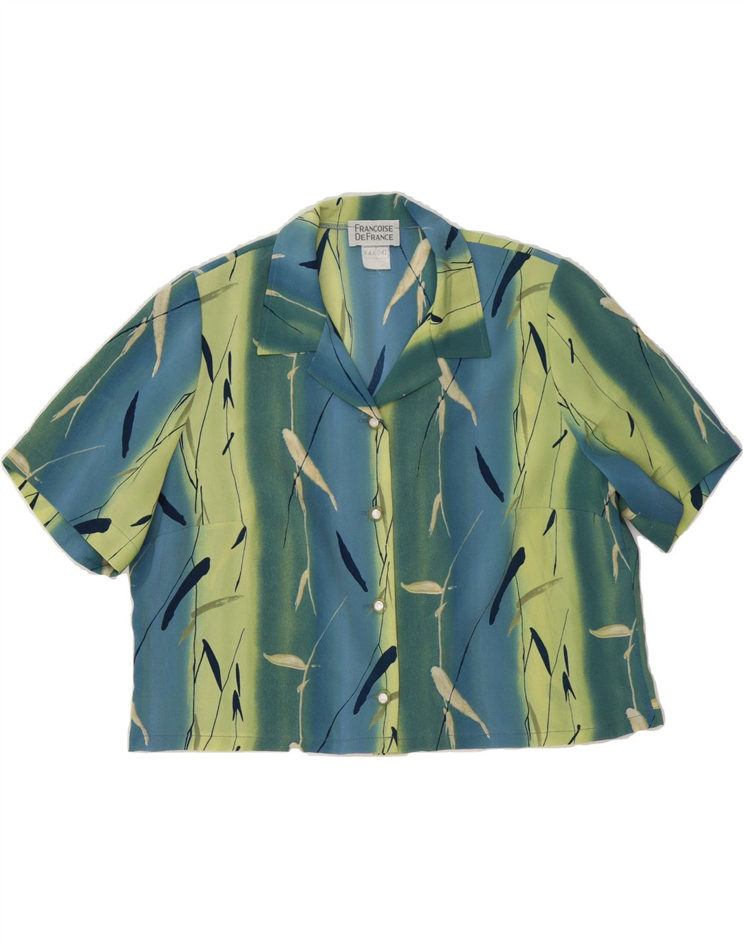 VINTAGE Womens Abstract Pattern Shirt Blouse EU 44 XL Blue Colourblock Vintage Vintage and Second-Hand Vintage from Messina Hembry 