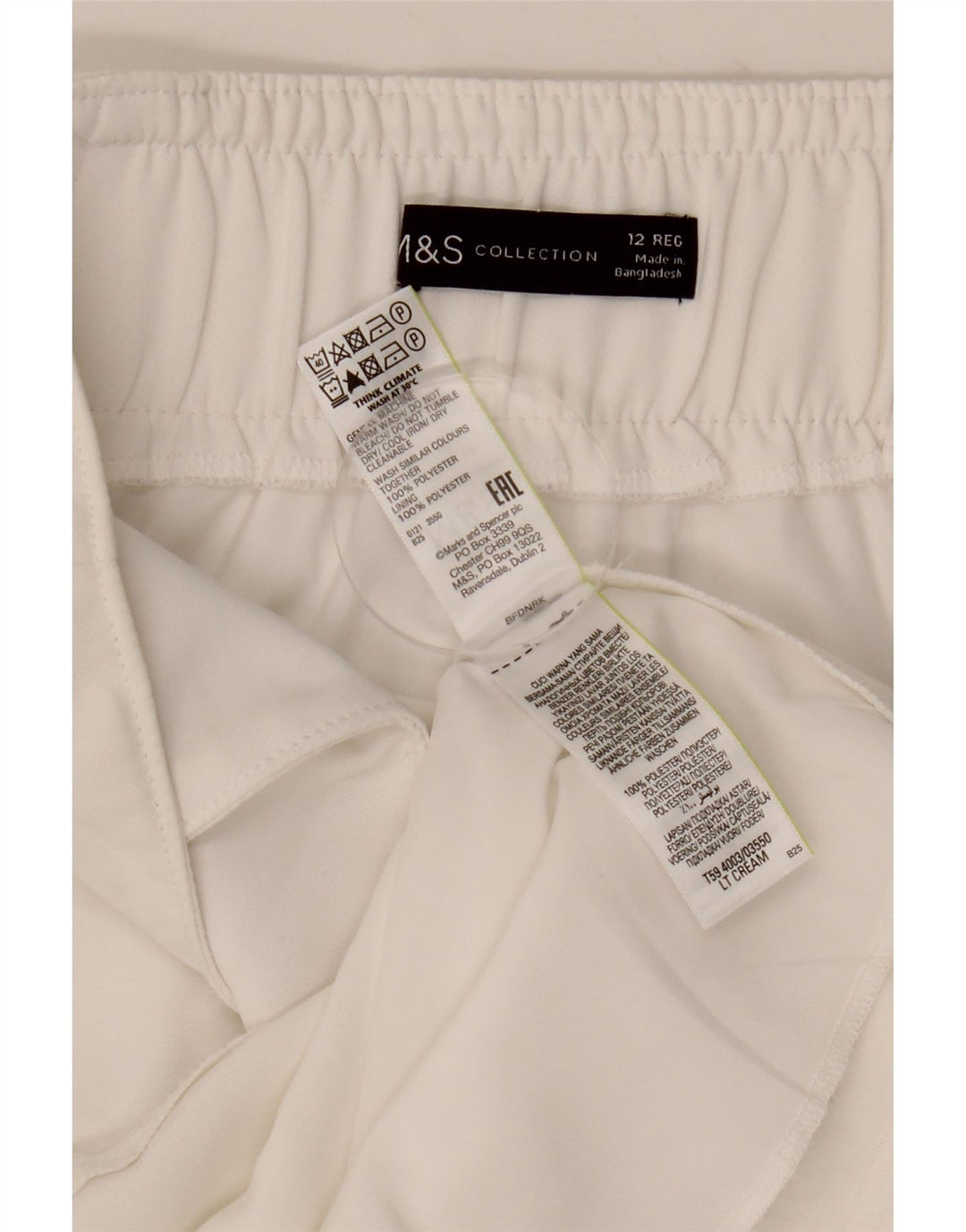 MARKS & SPENCER Ženska ravna suknja UK 12 srednje W30 bijeli poliester