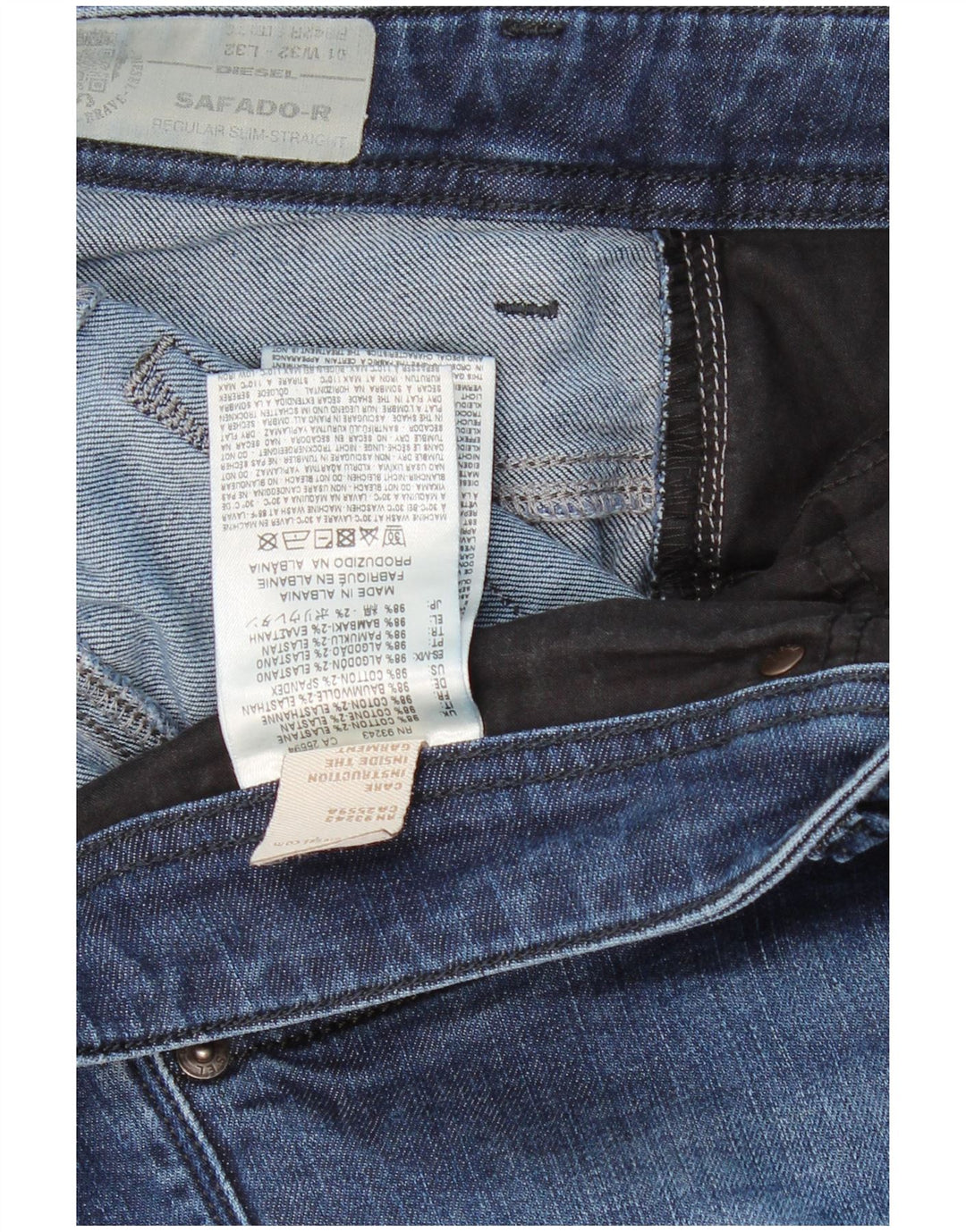 DIESEL Muške uske ravne traperice Safado-R Regular W32 L32 Plavi pamuk