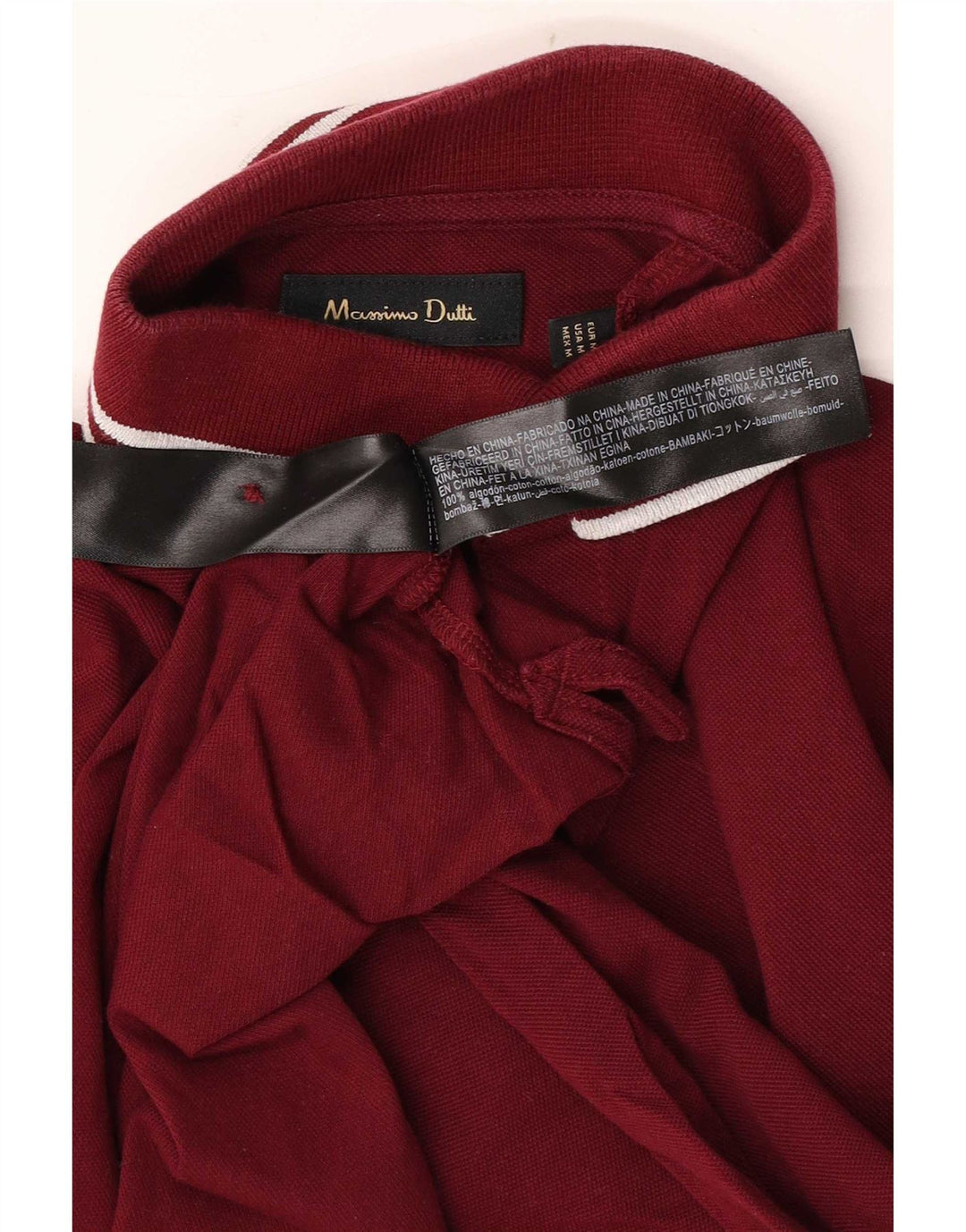 Massimo Dutti muška polo majica Srednje bordo prugasti pamuk