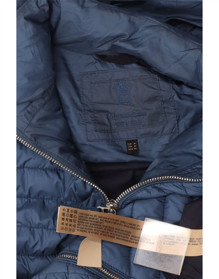 Ženska podstavljena jakna s kapuljačom Massimo Dutti UK 12 Srednje plavi poliester