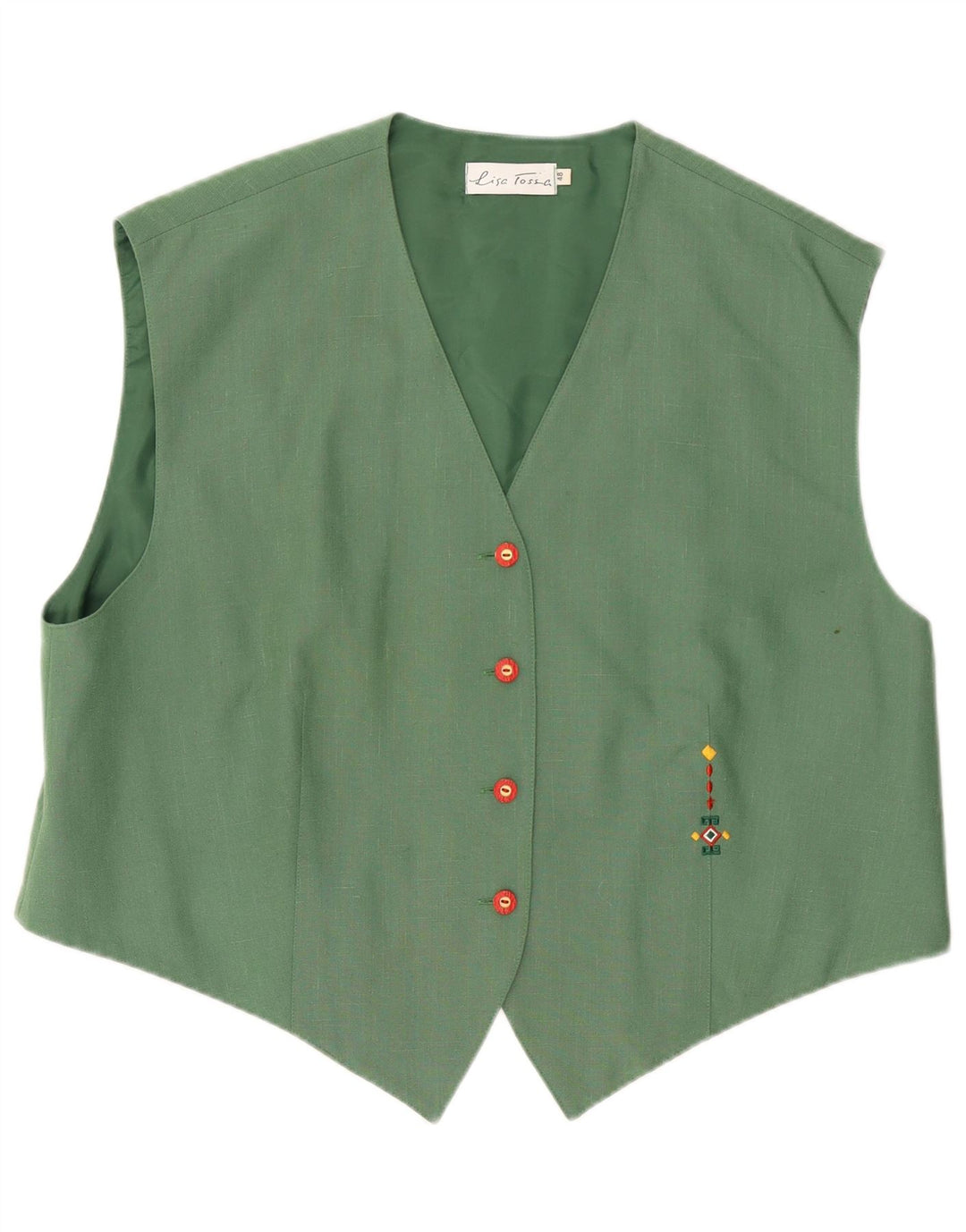 Vintage ženski prsluk IT 48 XL zeleni poliester