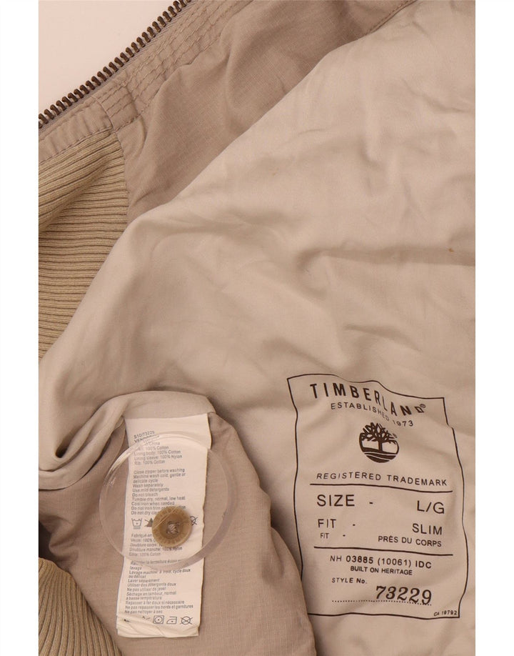 TIMBERLAND Mens Slim Fit Bomber Jacket UK 40 Large Grey Cotton