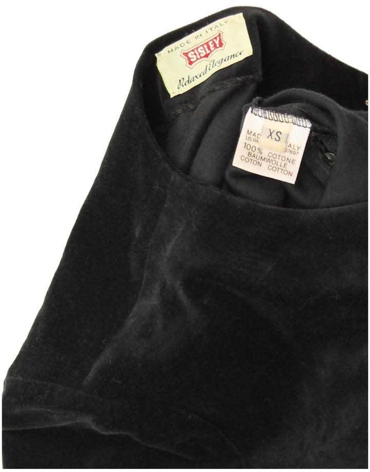 SISLEY Ženska baršunasta plašt haljina UK 6 XS crni pamuk