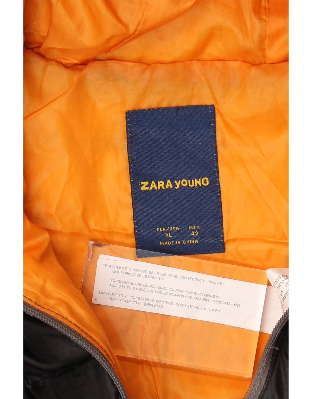 Podstavljena jakna Zara Boys s kapuljačom 13-14 godina XL crni poliester