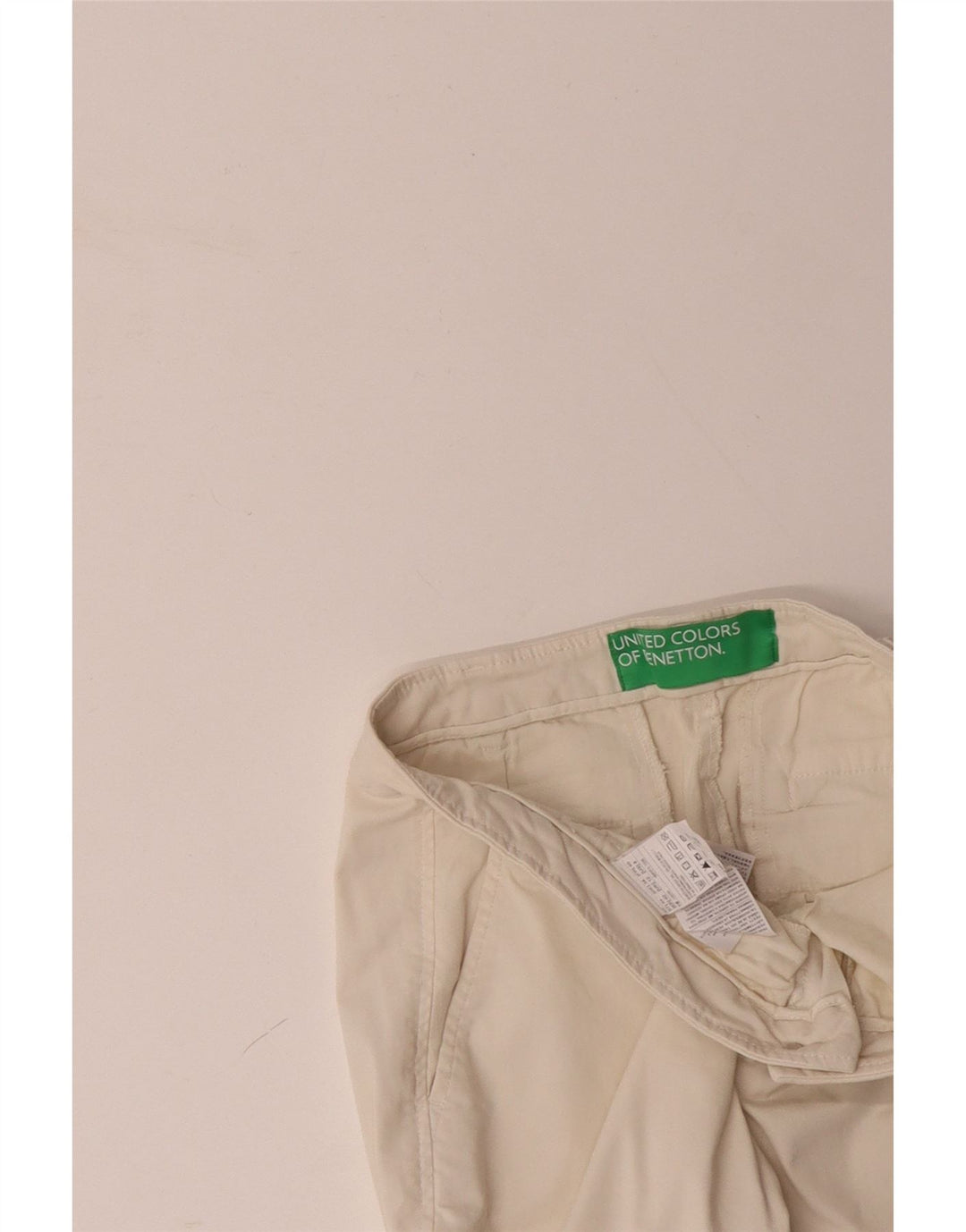 BENETTON Womens Slim Chino Trousers UK 12 Medium W32 L28 Off White Cotton