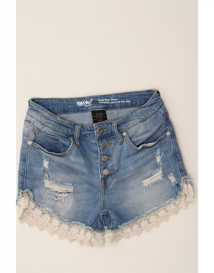 MOSSIMO Womens Distressed High Waist Denim Shorts US 4 Small W27  Blue Vintage Mossimo and Second-Hand Mossimo from Messina Hembry 