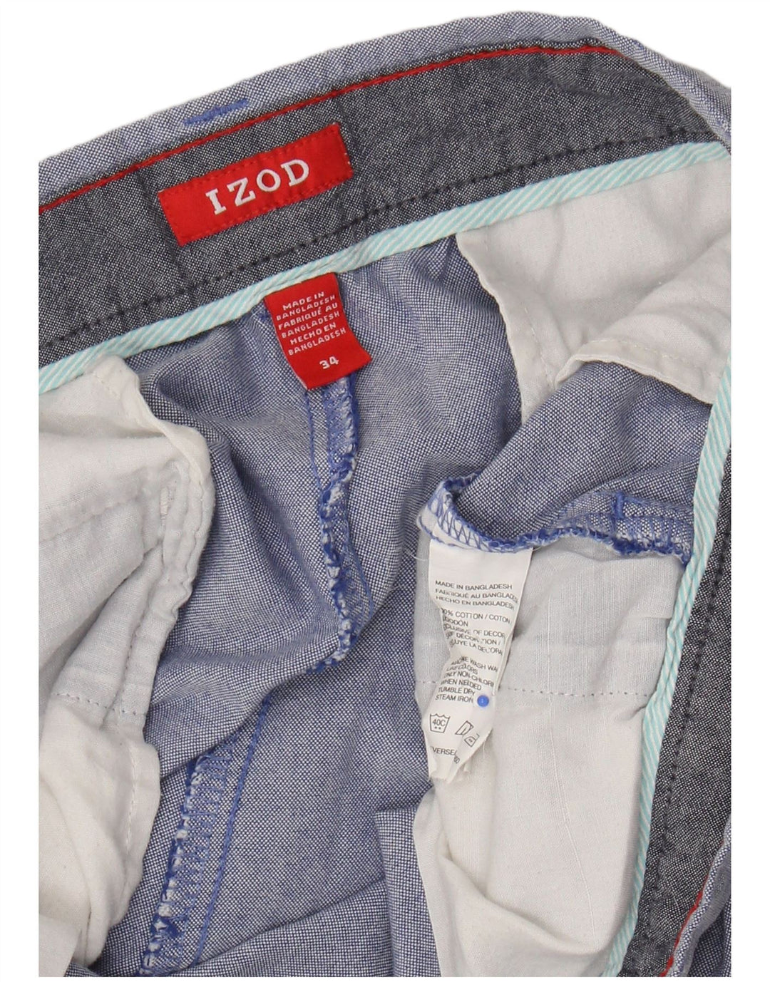 IZOD Muške chino kratke hlače W34 veliki plavi pamuk